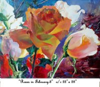 Roses in February 3, Oil on Canvas